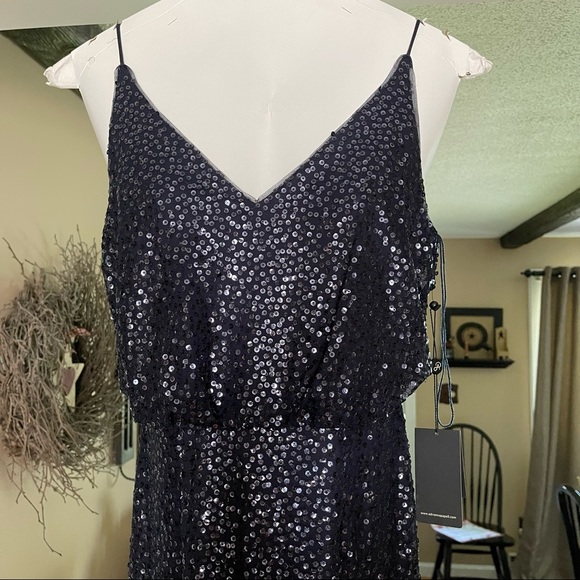 NWT Adrianna Papell Sequin Blouson dress gown in Midnight - Picture 8 of 8